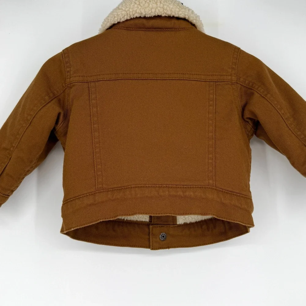 Baby GAP Brown Sherpa Lined Twill Denim Jacket 6-12 months‎